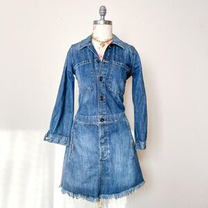 lucky brand jean mini long sleeve‎ button down dress womens xs